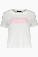 Guess Jeans Chic White Logo Print Crew Neck Tee