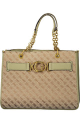 Guess Jeans Elegant Green Polyester Handbag with Logo Detail