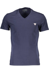 Guess Jeans Sleek V-Neck Slim Fit Blue Tee