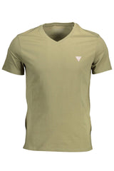 Guess Jeans Slim Fit V-Neck Organic Tee in Green