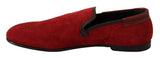 Dolce & Gabbana Red Suede Leather Slip On Loafers Men's Shoes