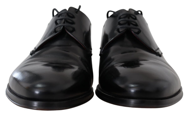 Dolce & Gabbana Black Leather Lace Up Men Dress Derby Shoes