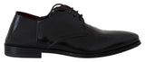 Dolce & Gabbana Black Leather Lace Up Men Dress Derby Shoes