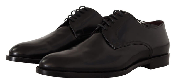 Dolce & Gabbana Black Leather Lace Up Formal Derby Shoes