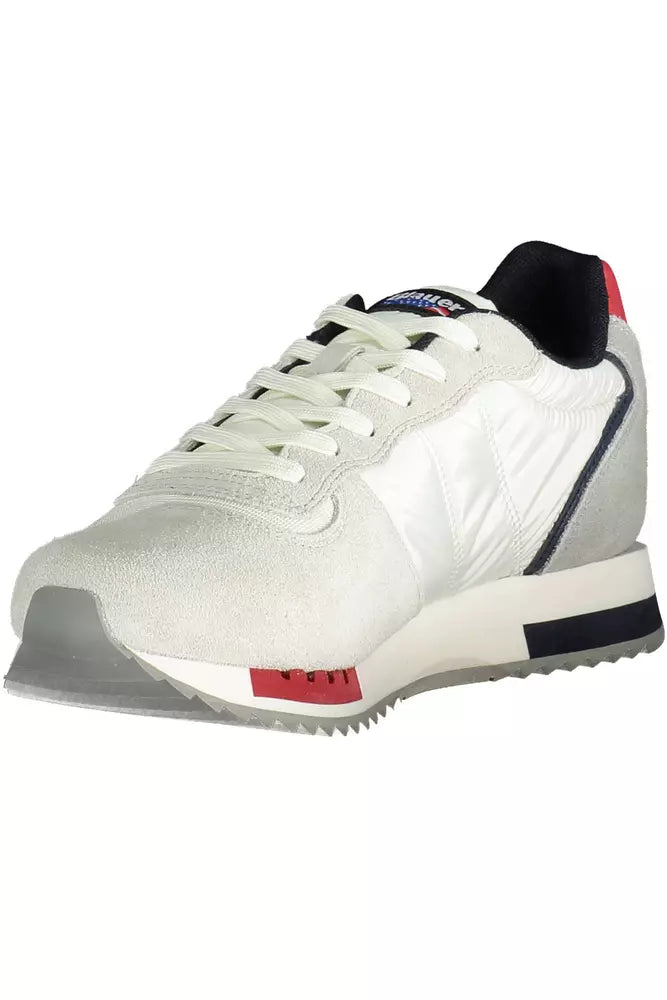 Blauer White Contrasting Lace-Up Sports Sneakers