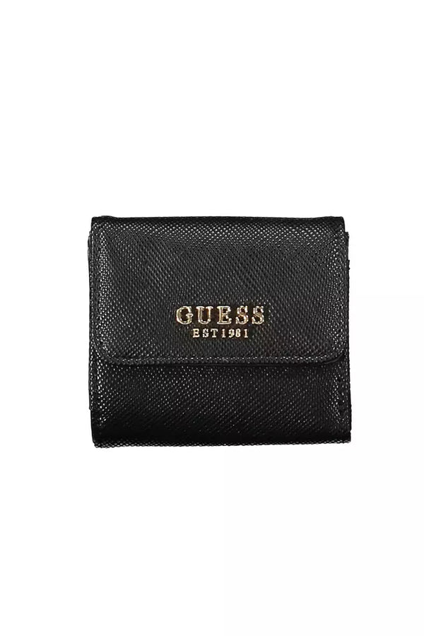 Guess Jeans Sleek Black Polyethylene Wallet with Logo