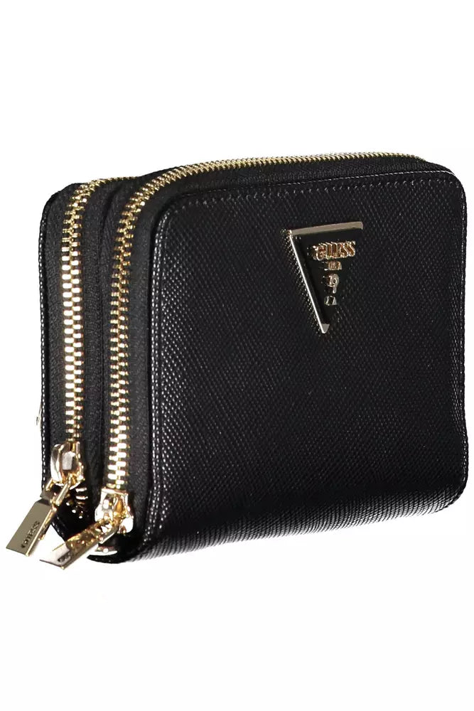 Guess Jeans Elegant Black Wallet with Contrasting Accents