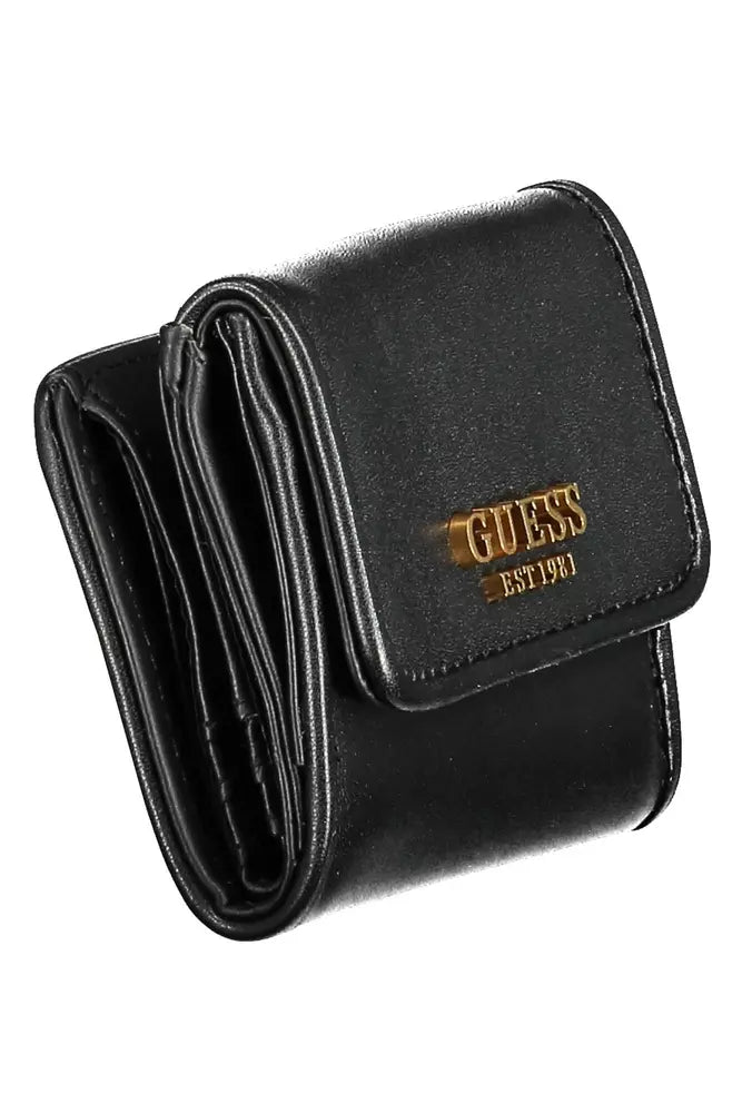 Guess Jeans Sleek Black Polyethylene Dual-Compartment Wallet