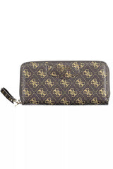 Guess Jeans Chic Brown Zip Wallet with Contrasting Details