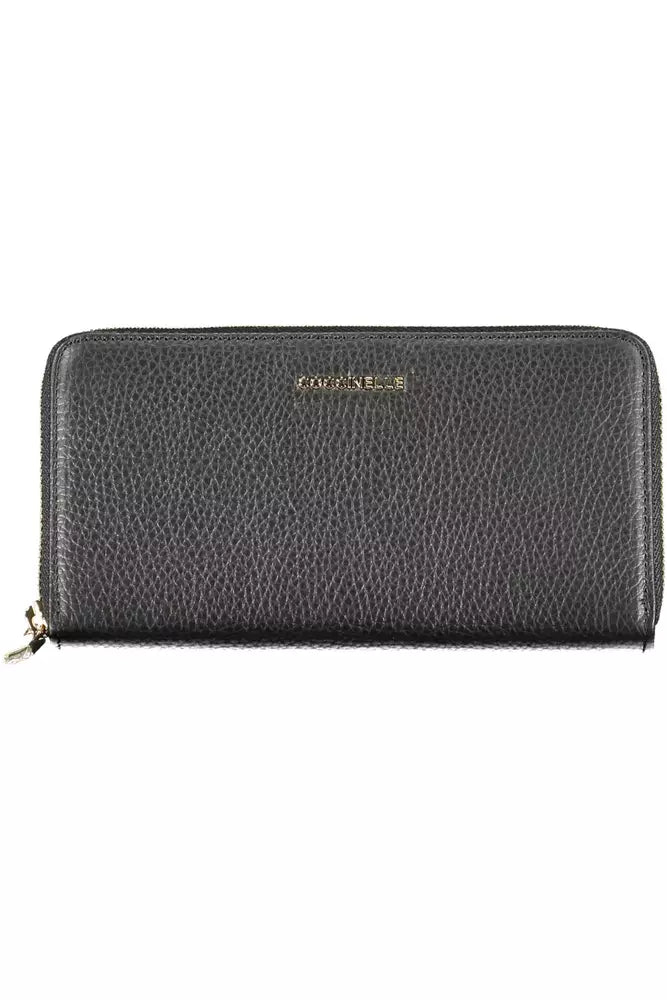 Coccinelle Elegant Black Leather Wallet with Multiple Compartments