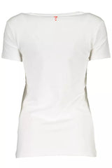 Guess Jeans Chic White Logo Tee with Elegant Detailing