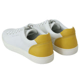 Dolce & Gabbana Elegant White Calfskin Sneakers with Yellow Accent