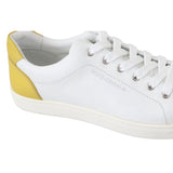 Dolce & Gabbana Elegant White Calfskin Sneakers with Yellow Accent