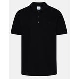 Burberry Elegant Black Cotton Polo with Tartan Collar Detail