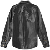 Gucci Vintage-Inspired Luxe Black Leather Shirt Jacket