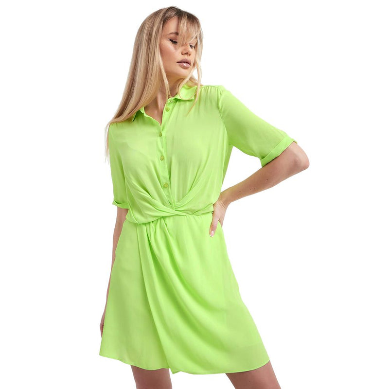 Patrizia Pepe Elegant Green Flared Short Sleeve Shirtdress