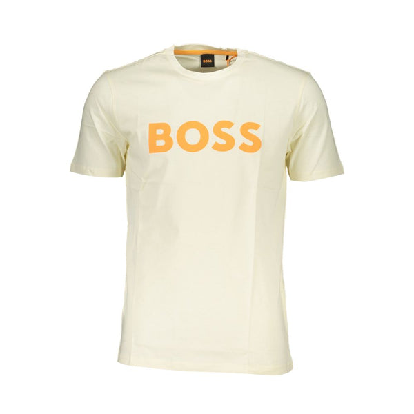 Hugo Boss Beige Organic Cotton Crew Neck Tee