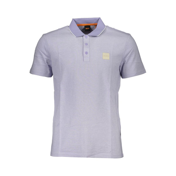 Hugo Boss Elegant Purple Cotton Polo with Contrast Details