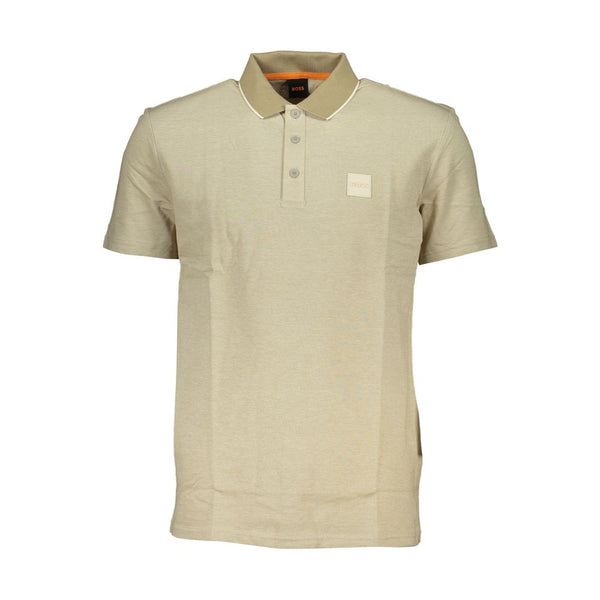 Hugo Boss Elegant Beige Cotton Polo with Contrast Accents