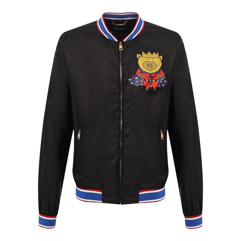 Dolce & Gabbana Sleek Nylon Printed Back Jacket