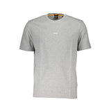 Hugo Boss Sleek Gray Organic Cotton Tee with Logo