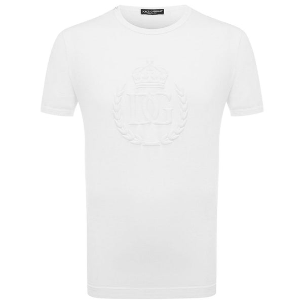 Dolce & Gabbana Embossed Logo White Cotton Tee