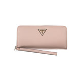 Guess Jeans Chic Pink Four-Compartment Wallet with Zip Closure