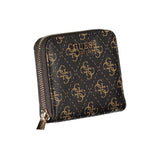 Guess Jeans Chic Brown Wallet with Secure Zip Closure