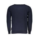 Guess Jeans Elegant Blue Crew Neck Embroidered Sweater