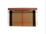 Burberry Hampshire Small House Check Canvas Tan Derby Leather Crossbody Bag