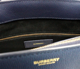 Burberry Banner Medium Regency Blue Leather Tote Crossbody Handbag Purse