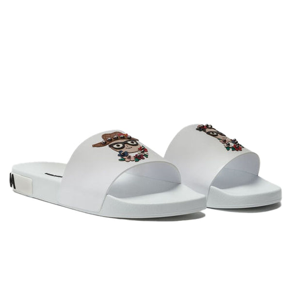 Dolce & Gabbana Elegant White Calfskin Rubber Slippers