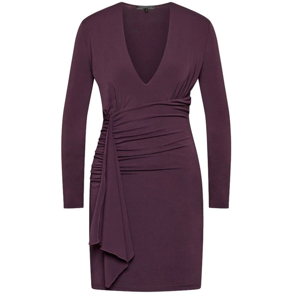 Patrizia Pepe Elegant Purple V-Neck Cocktail Dress