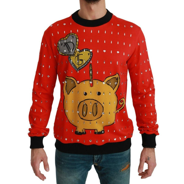 Dolce & Gabbana Crystal Diamond Pig Print Sweater