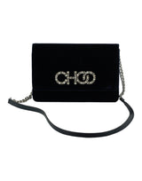 Jimmy Choo Navy Blue Leather And Satin Shoulder Bag