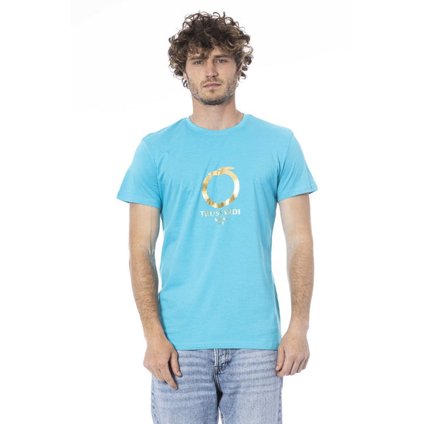 Trussardi Beachwear Light Blue Cotton T-Shirt