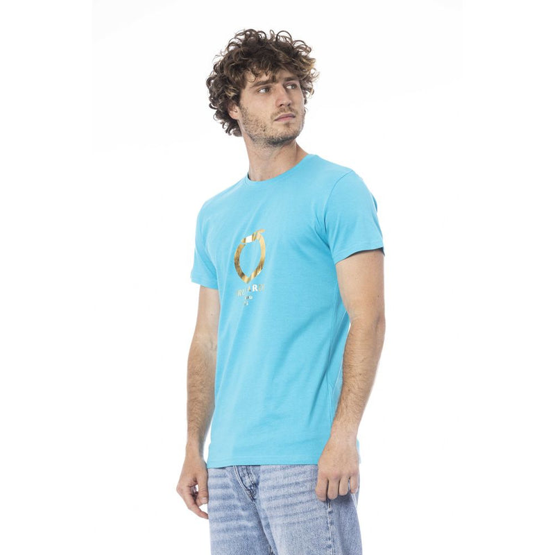 Trussardi Beachwear Light Blue Cotton T-Shirt