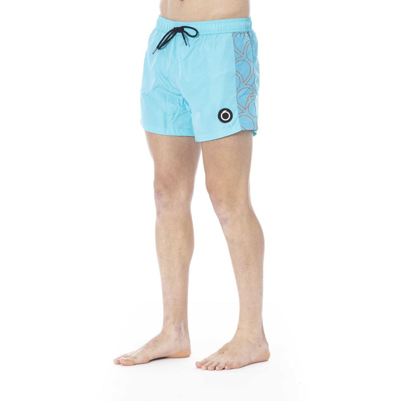 Trussardi Beachwear Light Blue Polyester Swimwear