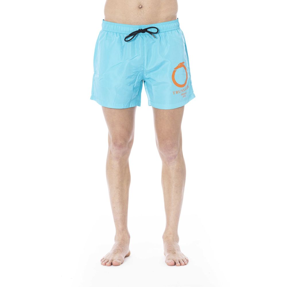 Trussardi Beachwear Light Blue Polyester Swimwear