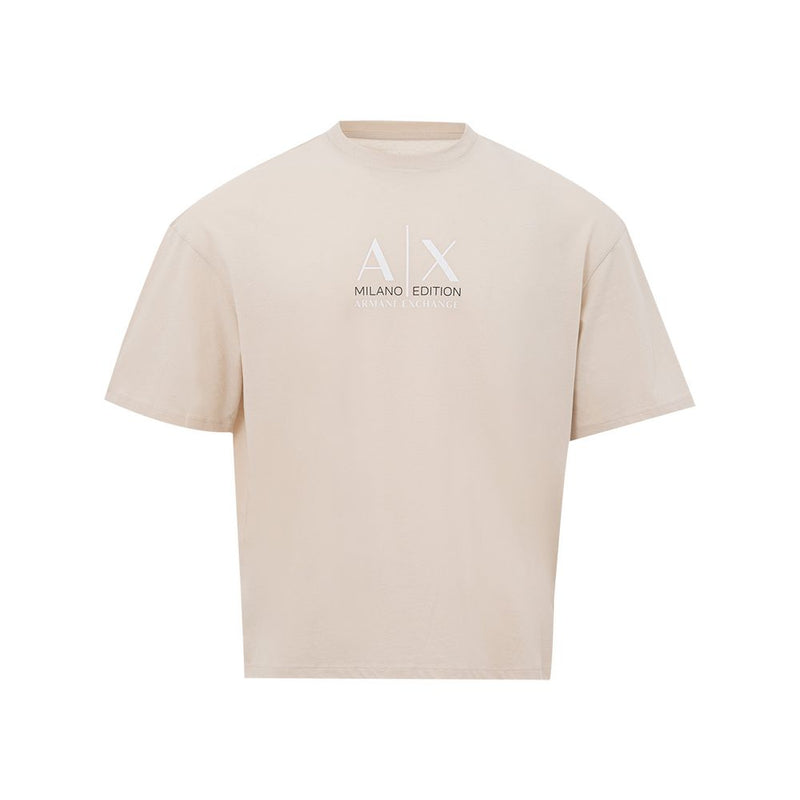 Armani Exchange Elegant Beige Cotton Tee for the Modern Man