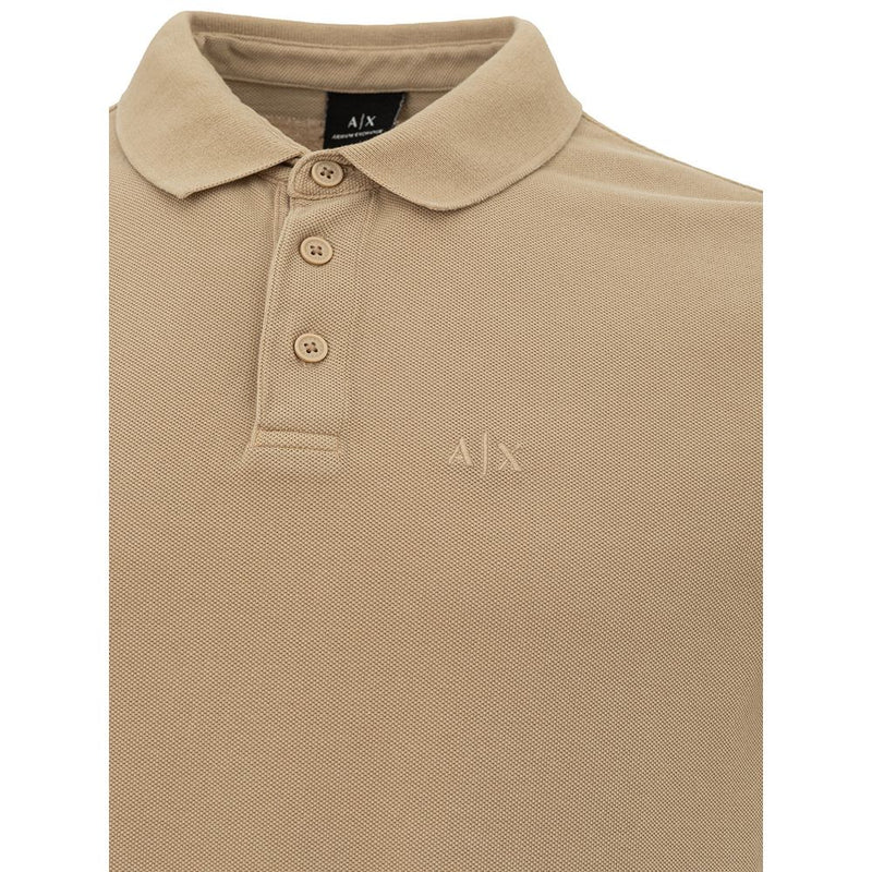 Armani Exchange Classic Beige Cotton Polo Shirt