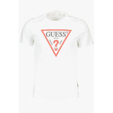 Guess Jeans Sleek Slim Fit White Tee with Logo Print