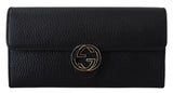 Gucci Elegant Black Leather Wallet with GG Snap Closure