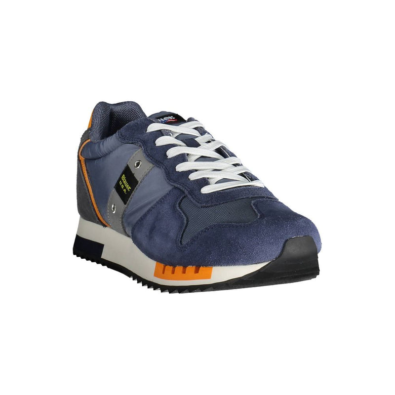 Blauer Elegant Blue Lace-up Sneakers with Contrast Details