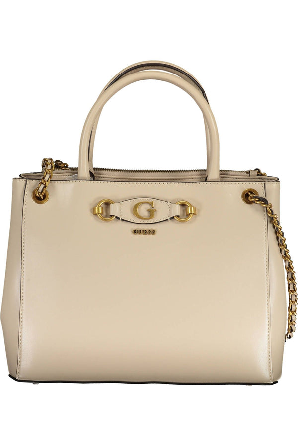 Guess Jeans Chic Beige Dual-Handle Chain Shoulder Bag