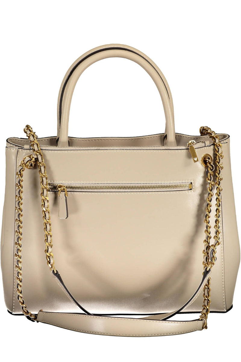 Guess Jeans Chic Beige Dual-Handle Chain Shoulder Bag