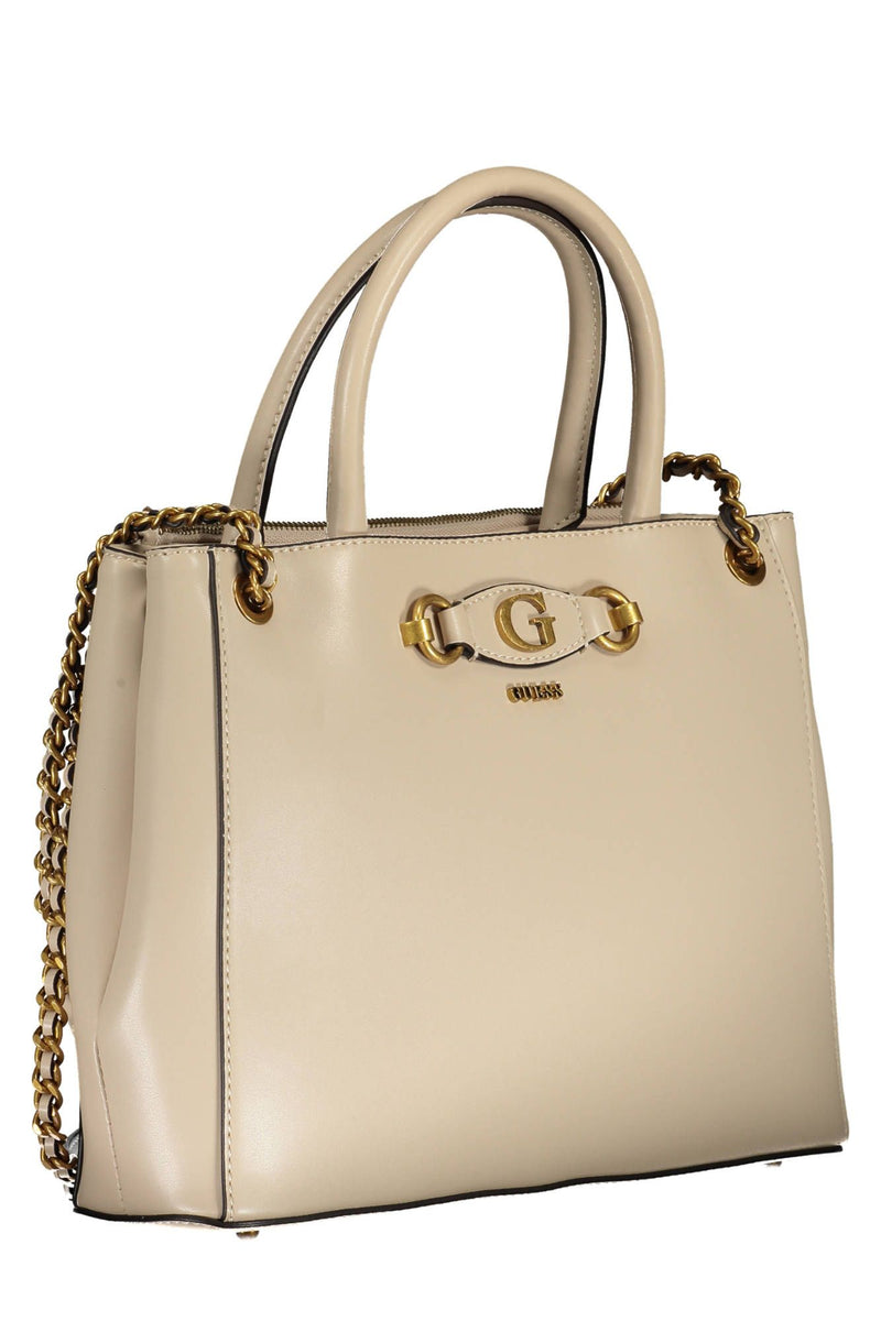 Guess Jeans Chic Beige Dual-Handle Chain Shoulder Bag