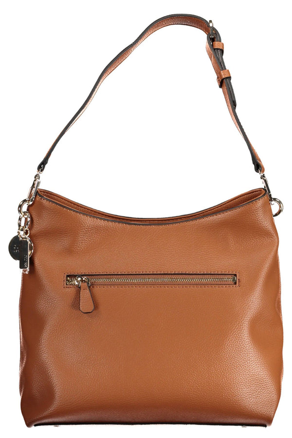 Guess Jeans Chic Brown Shoulder Bag with Logo Detail