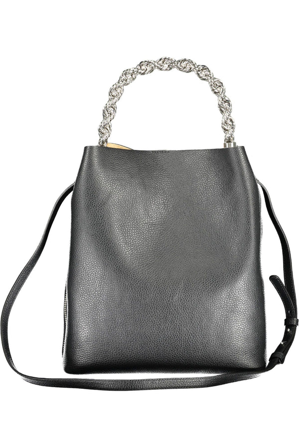 Guess Jeans Chic Black Leather Chain-Handle Handbag