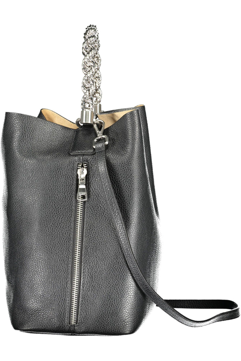 Guess Jeans Chic Black Leather Chain-Handle Handbag